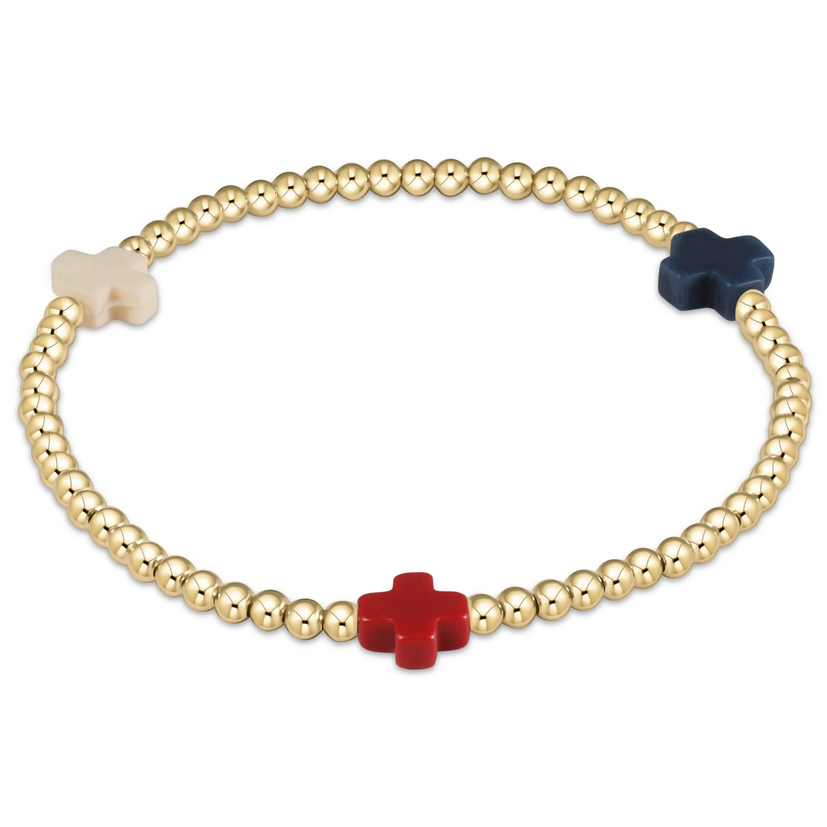 Signature Cross Gold Pattern Bracelet Navy 3mm main image 0