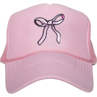 COQUETTE BOW FOAM TRUCKER HAT - PINK