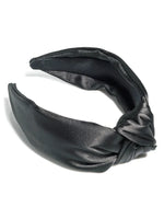 BLACK SATIN KNOTTED HEADBAND