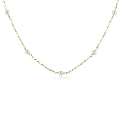 15" CHOKER SIMPLICITY CHAIN GOLD - CLASSIC 4MM PEARL