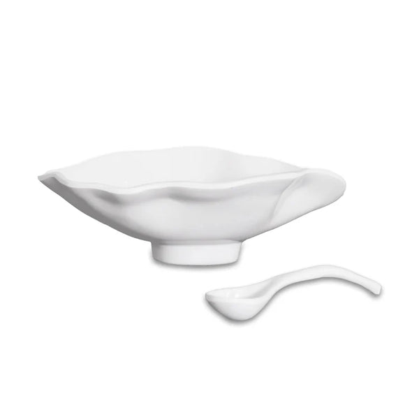 VIDA HAVANA SMALL OVAL BOWL W/ SPOON - WHITE