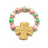 PINK & GREEN RAINFLOWER JADE BRACELET