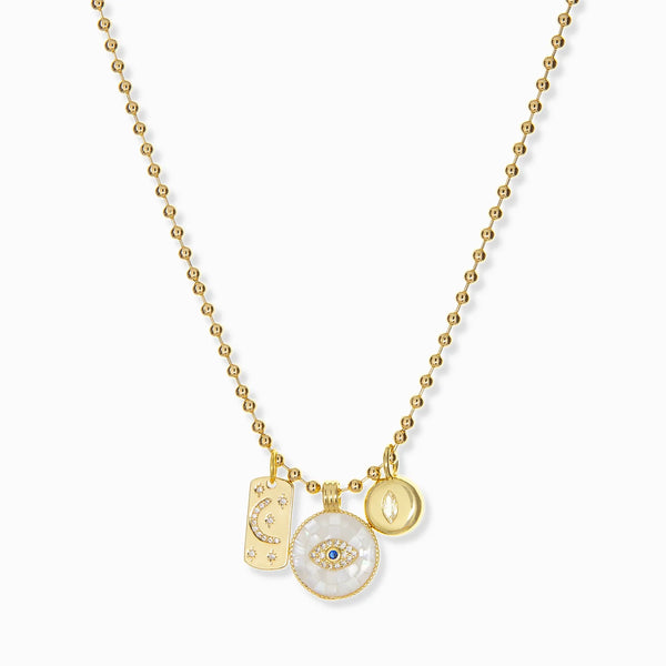 BALL CHAIN CHARM NECKLACE - GOLD