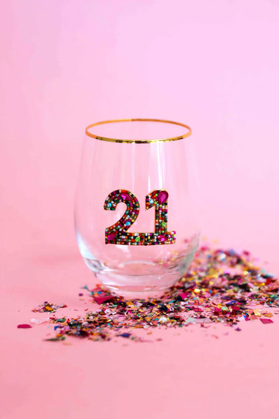 BEADED 21 STEMLESS WINE GLASS