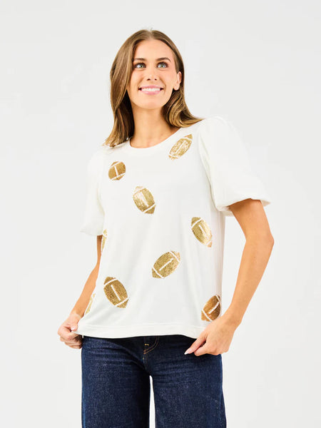 TINAS SEQUIN FOOTBALL TOP