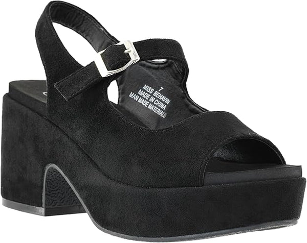 MISS BEHAVIN BLACK FAUX SUEDE PLATFLORM