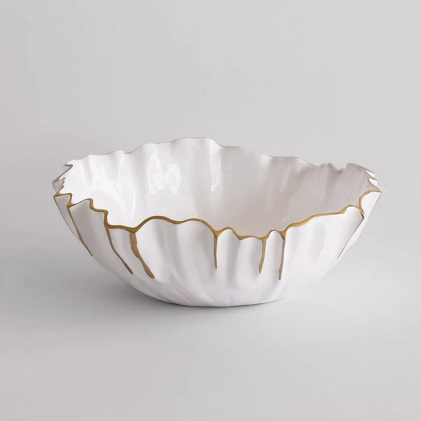 THANNI MYSTIC MEDIUM ROUND BOWL WHITE/GOLD