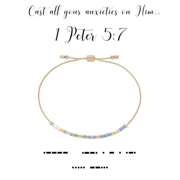 1 PETER 5:7 MORSE CODE BRACELET