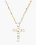 OH SHE FANCY SMALL CROSS PENDANT NECKLACE - GOLD/WHITE