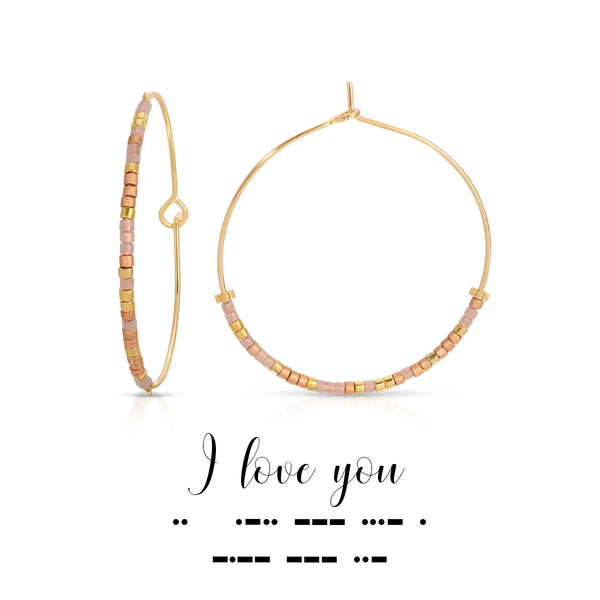 I LOVE YOU MORSE CODE HOOP EARRINGS