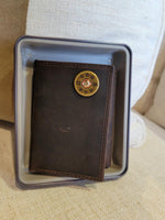 LIGHT BROWN LEATHER TRIFOLD WALLET - SHOTGUN SHELL