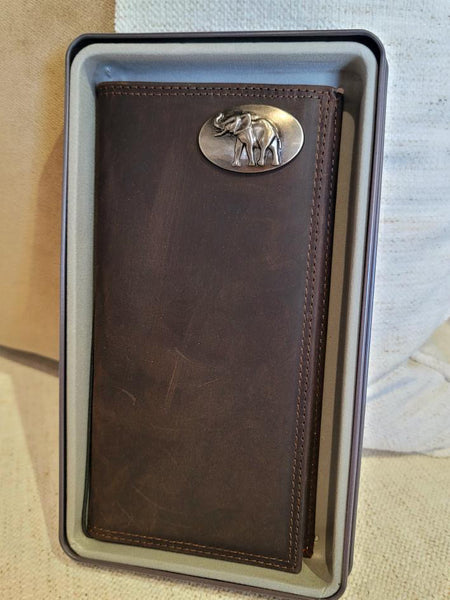 LIGHT BROWN LEATHER ROPER WALLET - BAMA ELEPHANT