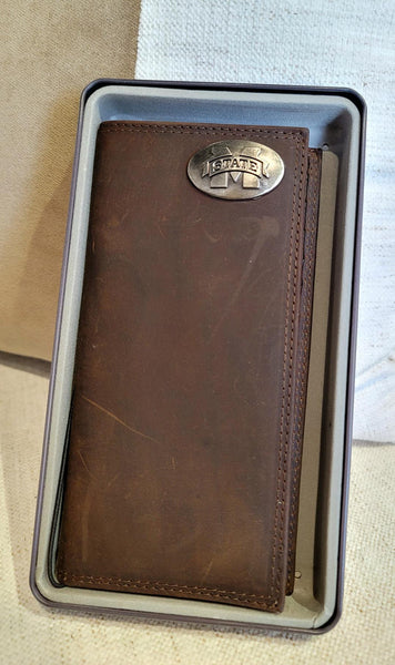 LIGHT BROWN LEATHER ROPER WALLET - MS STATE