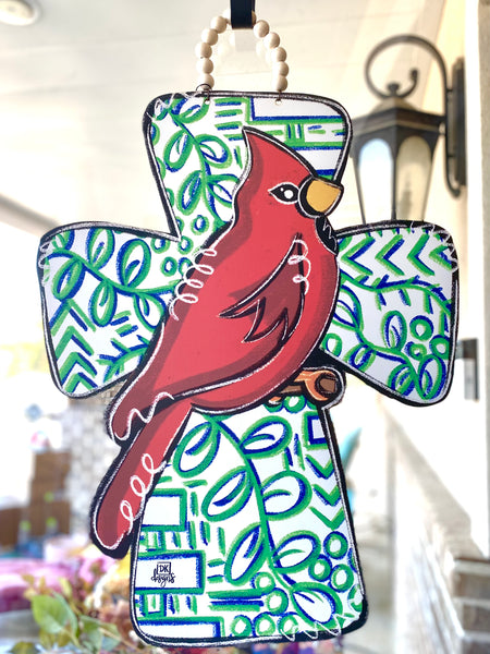 RED BIRD CROSS DOOR HANGER