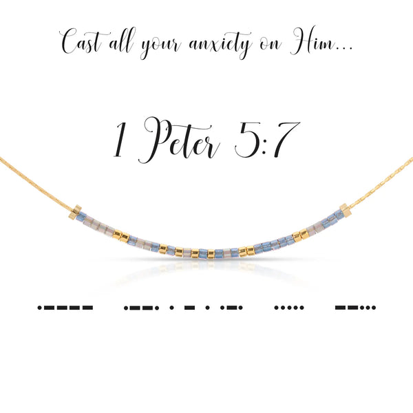 1 PETER 5:7  MORSE CODE NECKLACE