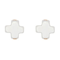 SIGNATURE CROSS OFF-WHITE STUD - GOLD