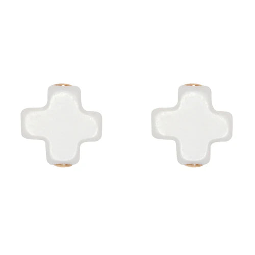 SIGNATURE CROSS OFF-WHITE STUD - GOLD