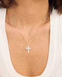 OH SHE FANCY SMALL CROSS PENDANT NECKLACE - GOLD/WHITE