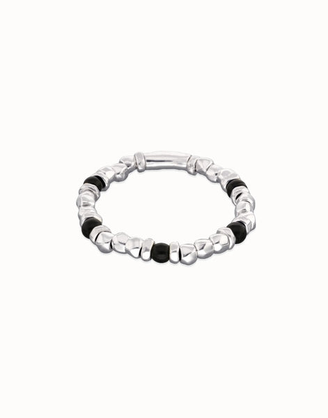 SER IMPARABLE BEADED BRACELET BLACK/SILVER - LARGE