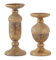 TEXTURED ACORN CANDLEHOLDERS SET/2