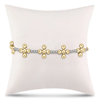 SIGNATURE CROSS SINCERITY PATTERN STERLING 2.5MM BEAD BRACELET - CLASSIC BEADED SIGNATURE CROSS GOLD 4MM BEAD GOLD