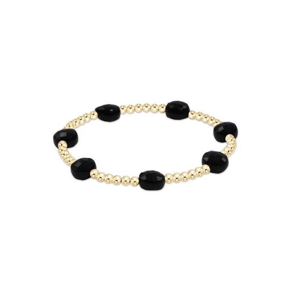 ADMIRE GOLD 3MM BEAD BRACELET - FACETED ONYX