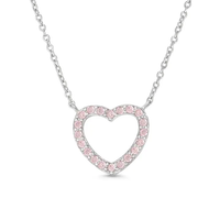 PINK OPEN HEART STERLING SILVER NECKLACE