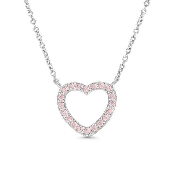 PINK OPEN HEART STERLING SILVER NECKLACE