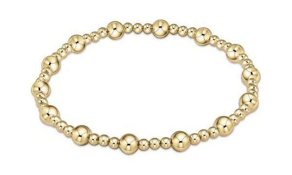 EXTENDS - CLASSIC SINCERITY PATTERN 6MM BEAD BRACELET - GOLD