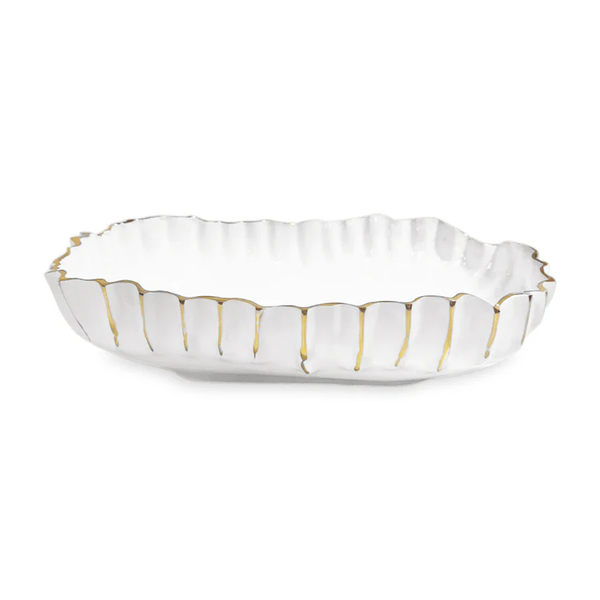 THANNI MYSTIC LARGE OVAL BOWL WHITE/GOLD