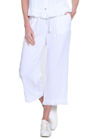 RUFFLE HEM CROP PANT - WHITE