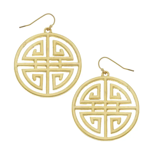 GOLD MEDALLION CUTOUT EARRINGS
