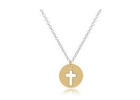 16" NECKLACE STERLING MIXED METAL - BLESSED GOLD DISC