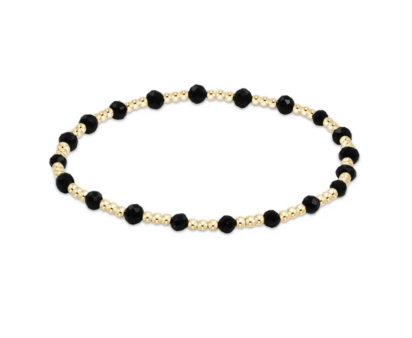 EXTENDS GEMSTONE GOLD SINCERITY PATTERN 3MM BEAD BRACELET FACETED ONYX