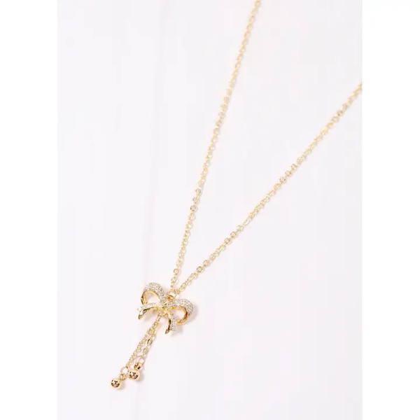 BADGLY BOW CZ NECKLACE