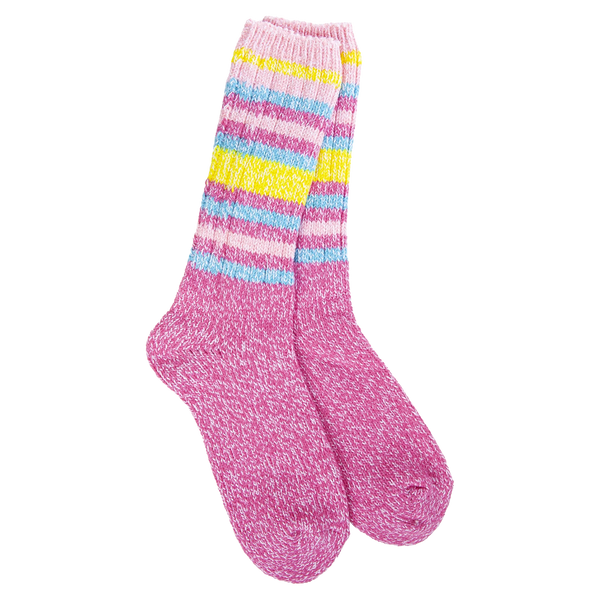 WEEKEND RAGG CREW SOCKS IRIS ROSE STRIPE