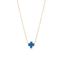 16" NECKLACE GOLD - SIGNATURE CROSS COBALT