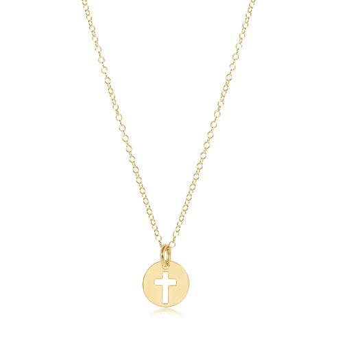 16" NECKLACE GOLD BLESSED SMALL GOLD DISC