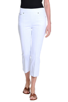 PINTUCK FLARE LEG CROP JEAN -WHITE