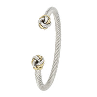 INFINITY KNOT TWO-TONE ENDS WIRE CUFF BRACELET