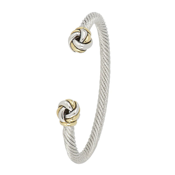 INFINITY KNOT TWO-TONE ENDS WIRE CUFF BRACELET