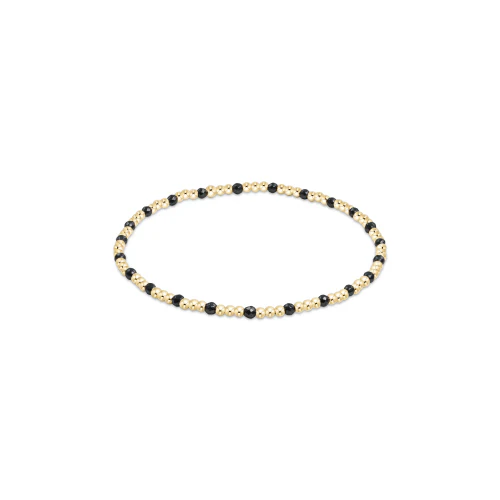 GEMSTONE GOLD SINCERITY PATTERN 2MM BEAD BRACELET - FACTED HEMATITE