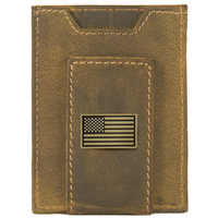 American Flag Vintage Tan Leather Magnetic Wallet