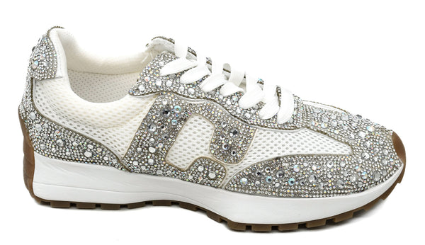 NO PROB SNEAKER - WHITE W/ RHINESTONES