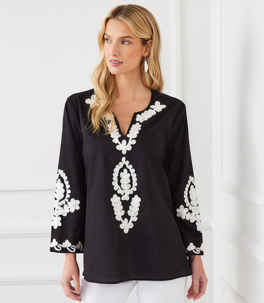 BLACK EMBROIDERED TUNIC