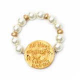PEARL BRACELET W/ VICTORY CROSS
