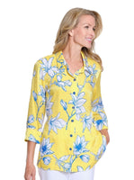 YELLOW & BLUE TROPICAL PRINT TOP