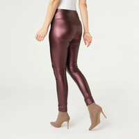 ALEXI FAUX LEATHER LEGGING - METALLIC BURGUNDY