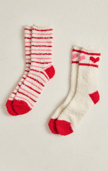 2 PACK PLUSH STRIPE SOCKS