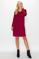 AURORA SUEDE DRESS V-NECK NP - SCARLET